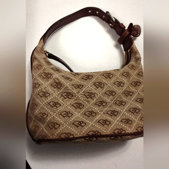 DB Logo Mini Bucket Hobo Bag With Leather Trim - Picture 1 of 14